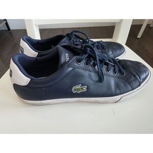 Lacoste Men's Navy Leather Low Top Sneakers Marcel Size 10